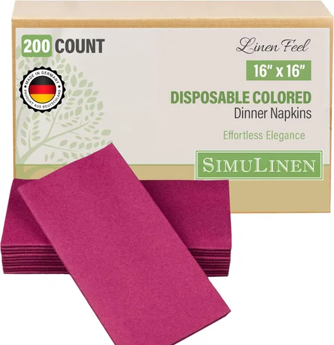 Miniatura 15 de SimuLinen Servilletas de Cena Desechables Amethyst - Servilletas de Papel Moradas con Sensación de Lino Similar a Tela para Bodas, de Lujo 16"x16