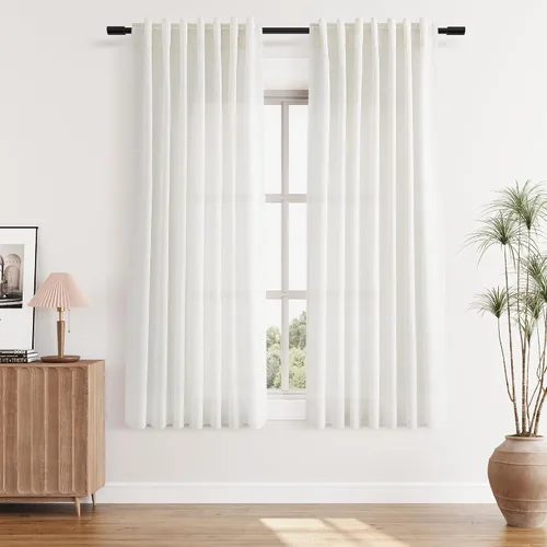 Miniatura 60 de Aersas Aqua Green Linen Curtains 84 Inches Long 2 Panels Set Back Tab Rod Pocket Living Room Curtain Farmhouse Rustic Light Filtering Hook Drapes