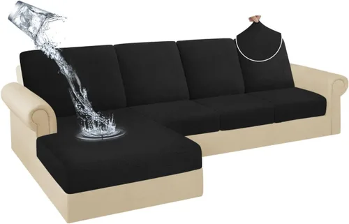 Miniatura 15 de HDCAXKJ Fundas de Cojines para Sofá Seccional 100% Impermeables, 3 Piezas, Forma de L, Funda Seccional Elástica para Chaise, Juego de Fundas