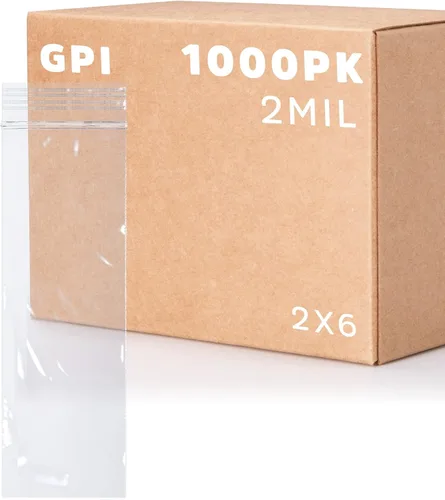 GPI - Bolsas con cremallera de 2 x 6 pulgadas, 1000 unidades, 2 mil, bolsas de plástico transparente con cierre de cremallera, con cierre de cierre