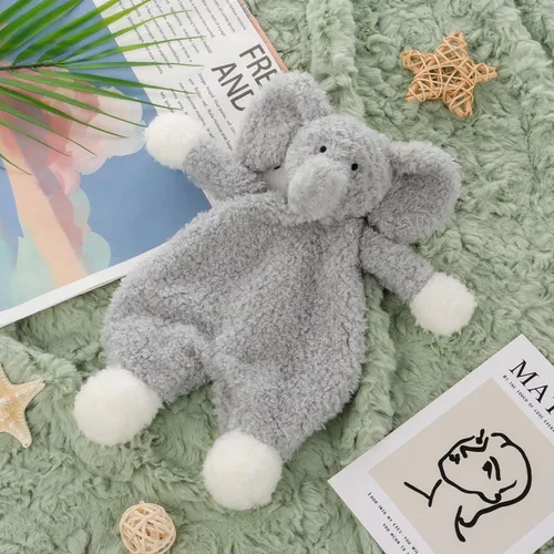 Miniatura 2 de Apricot Lamb Manta de seguridad de animales de peluche, elefante gris, manta de personaje para guardería, felpa de lujo para acurrucarse