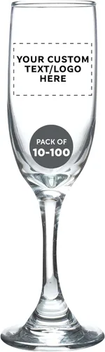 DISCOUNT PROMOS Copas de champán personalizadas Premiere de 6.25 onzas, juego de 10/50/100, paquete personalizado a granel, elegantes vasos para
