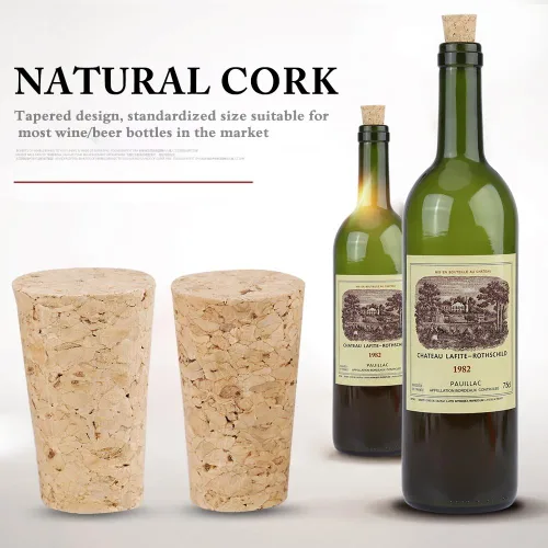 Miniatura 4 de Corchos de vino de alta calidad, tapones de corcho cónicos de madera natural para botellas de cerveza de vino, juego de 10 piezas de 0.787 x 0.591 x