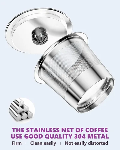 Miniatura 2 de Cápsulas de café reutilizables universales, adecuadas para tazas K, acero inoxidable reutilizable compatible con cafeteras Keurig 1.0 y 2.0