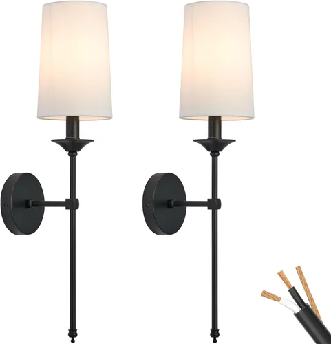 PASSICA DECOR Juego de 2 apliques de pared con cableado fijo, lámpara de vela vintage, lámpara para dormitorio, sala de estar, comedor, lámpara de