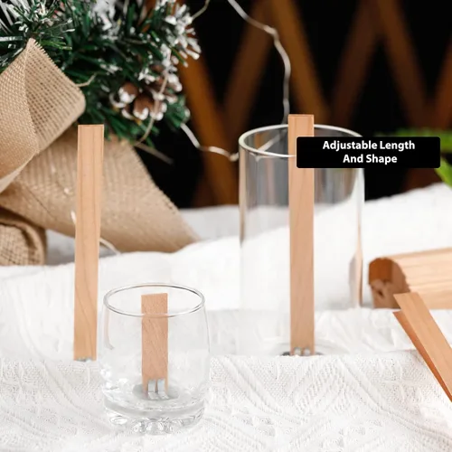 Miniatura 5 de Ziosxin 400 mechas de vela de madera de cerezo sin humo, llama de larga duración, se queman fácilmente, núcleos de vela con soporte y punto