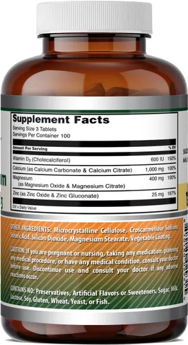 Miniatura 5 de Amazing Formulas Calcio Magnesio Zinc D3 - 300 tabletas por botella Suplemento