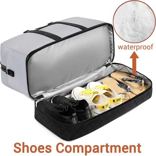 Miniatura 81 de IBFUN Bolsas de fin de semana para mujer, bolsa grande de lona para viaje, bolsa de viaje con compartimento para zapatos, 21 pulgadas, juego de 3