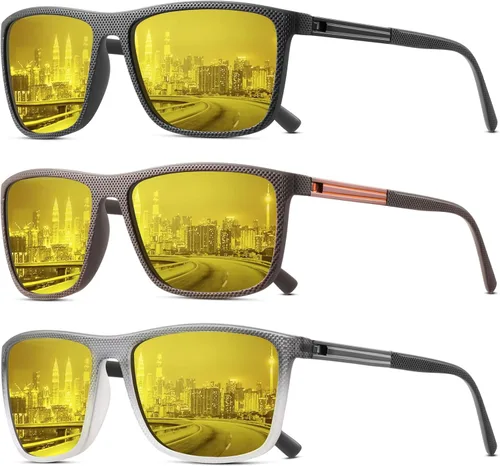 Miniatura 9 de Gafas polarizadas de conducción de visión nocturna para hombre, lentes amarillas HD, antideslumbrantes, gafas ligeras, marco de lentes