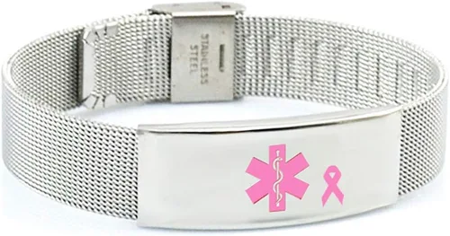 Pulsera de malla de acero inoxidable de la cinta de la identificación médica-alerta del linfedema ningún BP IV