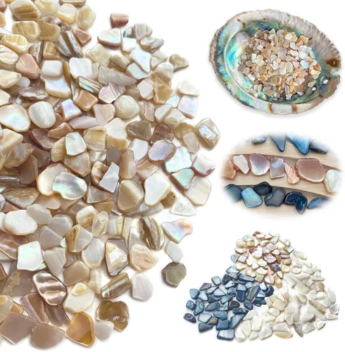 Yew & Tulip Chips de Conchas Trituradas Naturales, 64 oz (4 lb) Fragmentos de Mosaico Irregulares de Madreperla para Manualidades, Decoración del