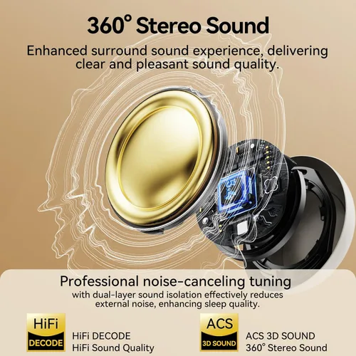 Miniatura 4 de Auriculares para dormir, audífonos para dormir de lado, mini auriculares inalámbricos Bluetooth 5.4, auriculares invisibles de silicona ultra suave