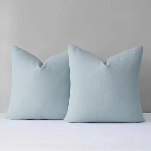 Miniatura 28 de Mixhug Juego de 2 fundas de almohada decorativas de lino para sofá y cama, cojín lumbar, color marrón claro, 12 x 20 pulgadas