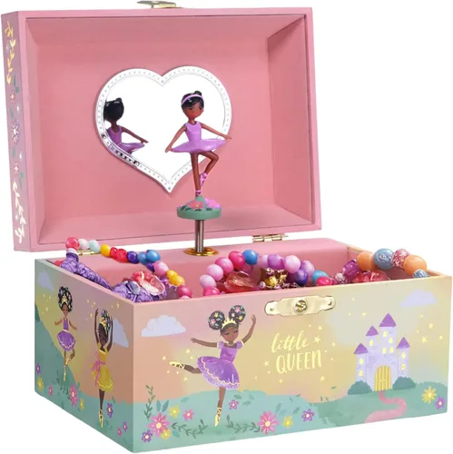 Jewelkeeper Joyero para niñas – Muñeca bailarina negra y caja de música – Swan Lake Tune – Organizador de joyas – 6 x 5 x 4 pulgadas