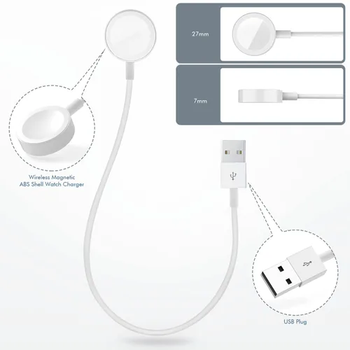 Miniatura 6 de Cargador de reloj para Apple Watch, 1.0 ft/1 pie corto de carga USB A inalámbrico magnético portátil cable de carga iPhone iWatch cable compatible