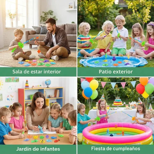 Miniatura 7 de AUUGUU Juego de juguetes magnéticos de pesca para piscina, mesa de agua, bañera de juguete – caña de poste flotante, regalos de fiesta de cumpleaños