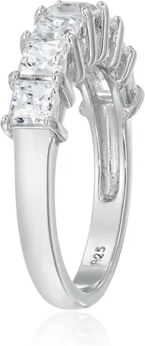 Miniatura 2 de Tienda Essentials Anillo de plata esterlina chapada en platino con circonita cúbica de corte princesa Infinite Elements (1 cttw, 2 cttw, o 3 cttw)