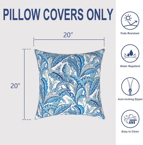 Miniatura 953 de Juego de 2 almohadas para exteriores de 16 x 16 pulgadas, repelentes al agua con interiores, para muebles de patio, hogar, jardín, geometría bohemia
