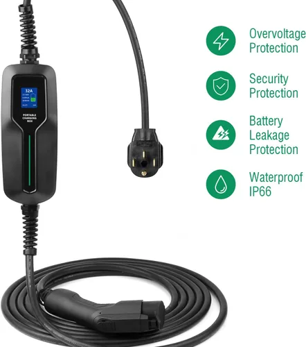 Miniatura 5 de Cargador EV de 32 amperios nivel 2, (NEMA 14-50, 32A/20ft, 7.68KW) Estación de carga portátil de vehículos eléctricos para vehículos eléctricos e