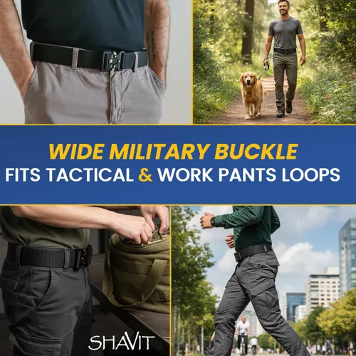 Miniatura 4 de SHAVIT Black Tactical Belt Men, Military Web Nylon Work Belts for Men With Quick Release Buckle Army Riggers Belt