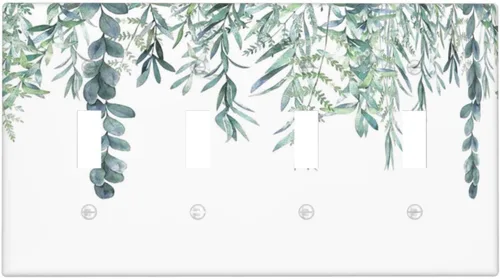 Miniatura 111 de Hojas de eucalipto, vegetación, flores de vid, sencillez, cubiertas decorativas de salida de 1 pandilla, placa de pared para interruptor de luz