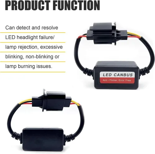Miniatura 4 de 2 piezas de decodificador de luz LED para auto, H13/9008 bombilla LED arnés antiparpadeo cancelador de código de error, decodificador Canbus
