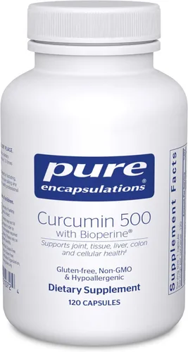 Pure Encapsulations – Curcumina 500 con Bioperina - Suplemento antioxidante para apoyar las articulaciones, tejidos, hígado, colon y salud celular*