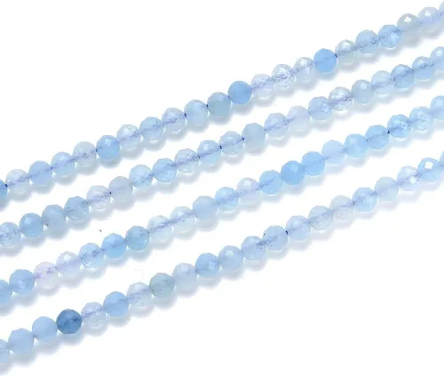 Miniatura 32 de Adabele Cuentas redondas facetadas pequeñas de 0.118 in con piedras preciosas de amazonita azul natural de 15 pulgadas