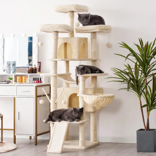 Miniatura 8 de Hey-brother Árbol de gato, torre XL grande de 71 pulgadas para gatos de interior, casa de gato de varios niveles con 3 asientos acolchados, rascador