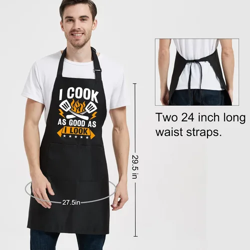 Miniatura 6 de Regalos de cocina para hombres, delantales divertidos para mujeres con bolsillos para cocina, parrilla, barbacoa, regalos para hombres, chef, papá