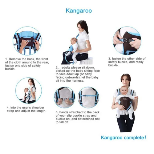 Miniatura 6 de Portabebés suave, ergonómico 4 en 1 convertible cabestrillo delantero y trasero boca abajo y boca fuera para recién nacidos y bebés mayores