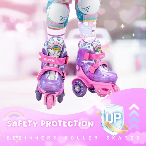 Miniatura 8 de SULIFEEL Patines de Ruedas Ajustables para Niñas Niños Infantiles, Ruedas Divertidas Iluminadas con Luz Flash de Tipo Equilibrio de Tres Puntos