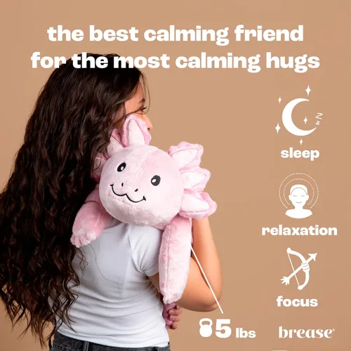 Miniatura 3 de Brease Peluche de Dragón Axolotl Rosa con Peso de 5 libras Sin Fragancia - Juguete de Peluche Suave y Grande para Comodidad, Calma y Relajación