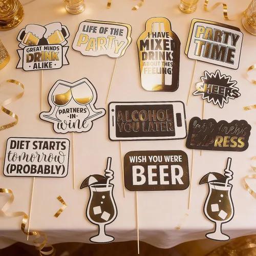 Miniatura 4 de Accesorios para cabina de fotos para fiestas de bebida, 12 piezas