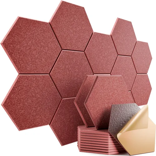 Miniatura 75 de Paquete de 12 paneles acústicos autoadhesivos de 12 x 10 x 0.4 pulgadas, paneles de espuma a prueba de sonido con alta densidad, diseño forrado