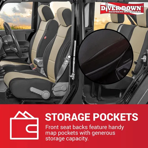 Miniatura 4 de Diver Down Juego de fundas de asiento de neopreno para Jeep JK Wrangler 2007-2018, juego de asiento delantero y trasero, fundas de asiento Carbón