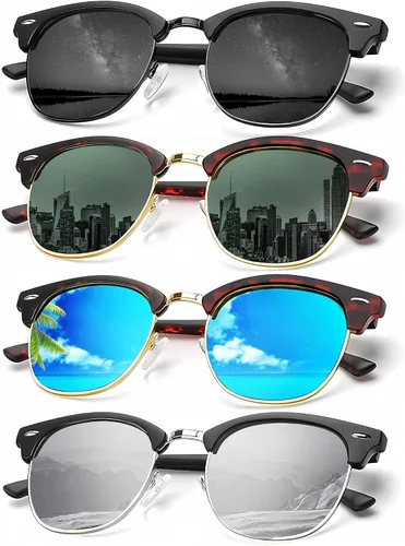 Miniatura 33 de KALIYADI - Gafas de sol polarizadas para hombres y mujeres unisex, marco semirretráctil, estilo retro, para conducir, con bloqueo UV