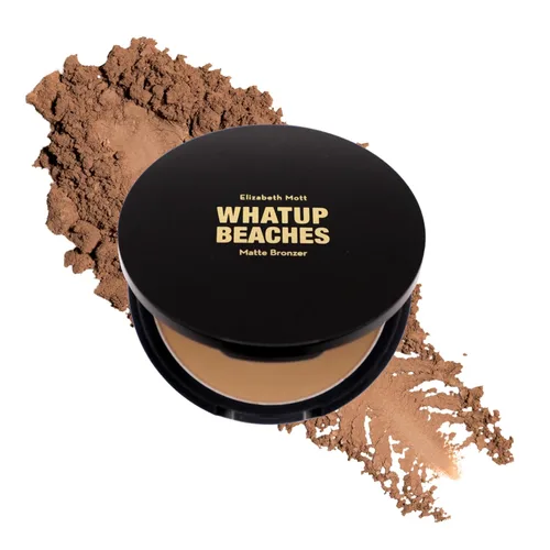 Elizabeth Mott Whatup Beaches - Polvo bronceador mate y contorno para cara, acabado bronceador natural besado por el sol de larga duración para