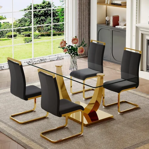Miniatura 65 de Mesa de comedor moderna para mesa de comedor de mármol sintético de 4/6, 63 pulgadas, mesa de cocina rectangular, mesa de cocina y comedor de fácil