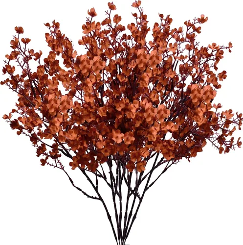 Miniatura 28 de Mandy's 6 paquetes de flores artificiales de aliento de bebé beige marrón 18.5 Inch Silk Gypsophila European Style Modern Home Decor Centerpiece
