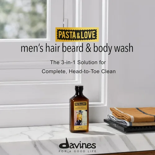 Miniatura 2 de Davines Pasta & Love Hair Beard & Body Wash, limpiador hidratante 3 en 1, elimina suavemente las impurezas y suaviza el cabello y la piel sin