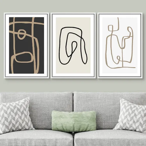 Miniatura 77 de SIGNWIN Lienzo enmarcado para pared, arte con pinceladas de flujo neutro en tonos beige abstractos, ilustraciones, arte moderno, decorativo