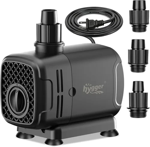 hygger Bomba sumergible 2 en 1 400 GPH de 25 W, bomba de agua de fuente de succión lateral e inferior con elevación de 6.6 pies, cambio de agua