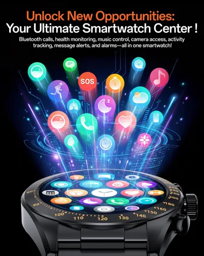 Miniatura 9 de Aurora 2 - Reloj inteligente para hombre, responder/hacer llamadas, pantalla AMOLED HD de 1.32 pulgadas, reloj inteligente de 350 mAh, monitor