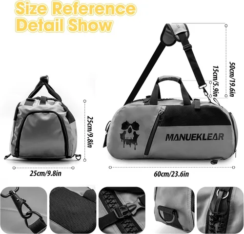 Miniatura 5 de Bolsa de gimnasio para mujeres y hombres, bolsa de lona para hombres con compartimento para zapatos, bolsas de lona deportivas para mujeres
