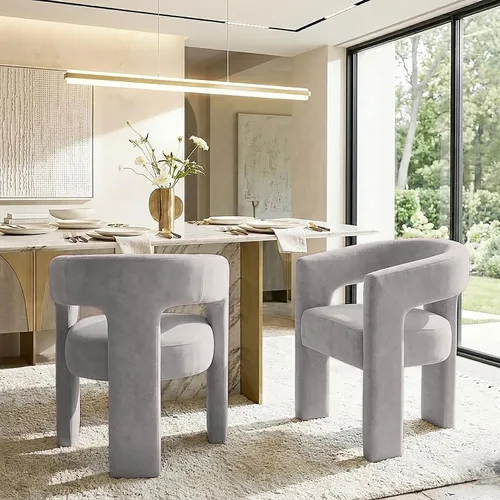 Miniatura 24 de Modernas sillas de comedor, silla de sherpa tapizada de terciopelo con respaldo, silla de tocador Boucle ensamblada cómoda para cocina, comedor