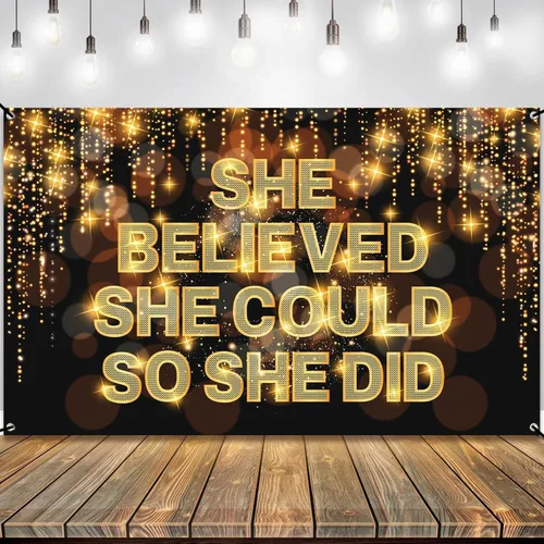 KatchOn, Cartel XtraLarge She Believed She Could So She Did, 72 x 44 pulgadas, pancarta de felicitaciones, decoraciones de felicitación |