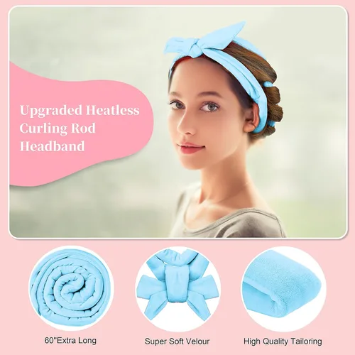 Miniatura 5 de Diadema de Varilla Rizadora sin Calor, Mejorada de 60 pulgadas Extra Larga, Diadema para Rizos sin Calor, Rizadores de Cabello Suaves para Dormir