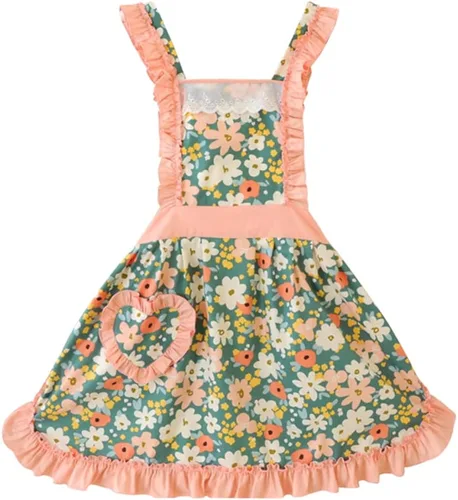 Miniatura 17 de CRB Fashion Delantal para mujeres para cocinar y hornear Delantales de chef de cocina para damas, mujer, con bolsillo Floral rosa