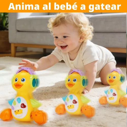 Miniatura 5 de Tsomtto Juguete musical de pato iluminado para bebé, juguetes para bebés de 0-3-6-9-12 meses, juguetes de aprendizaje para bebés recién nacidos